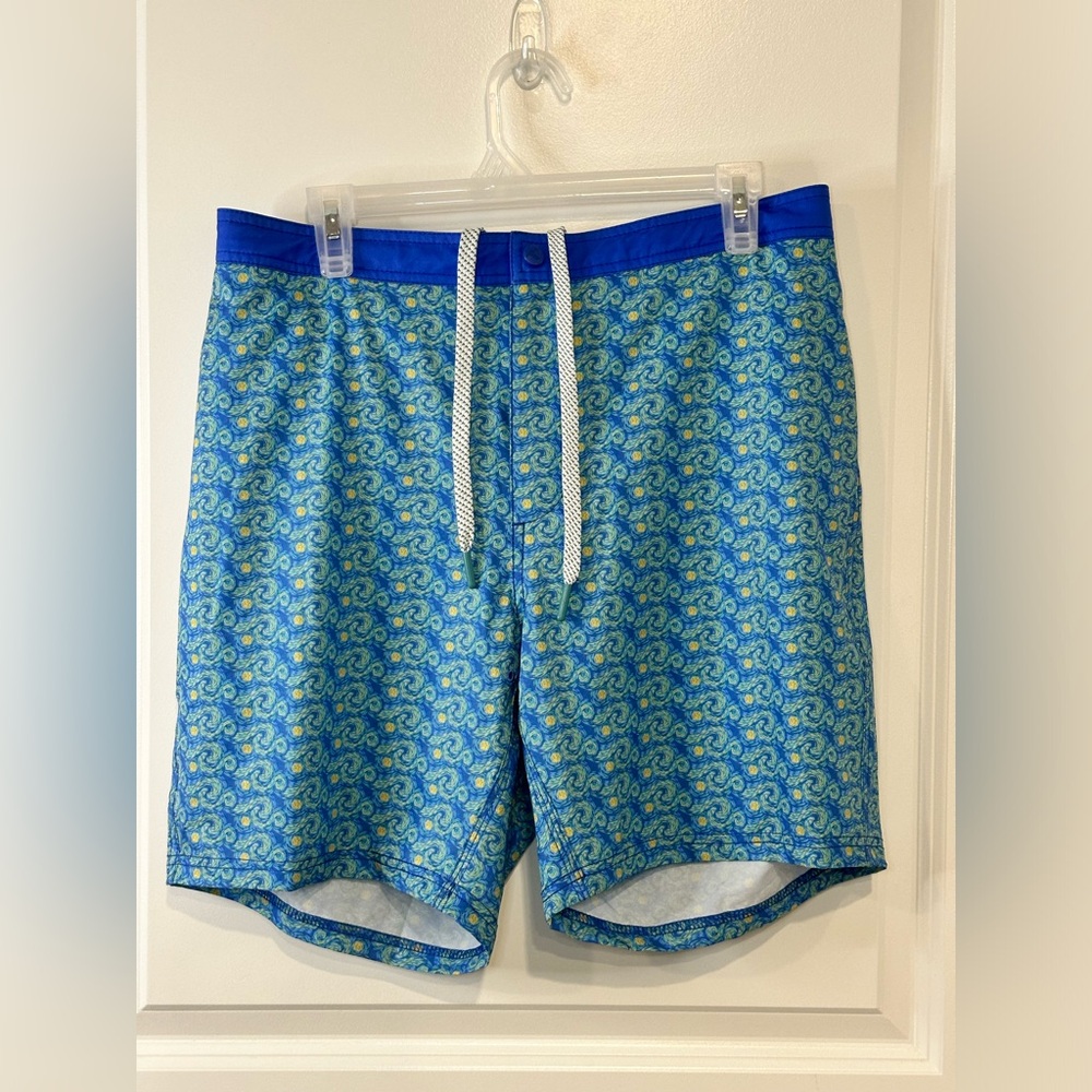 GenTeal Performance Swim Board Shorts Trunks Medium Swirls Gogh Summer Beach